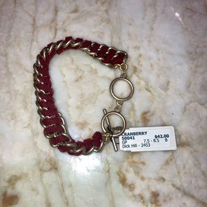 Premier Designs Mens Silver-Tone Chain Link & Suede Bracelet